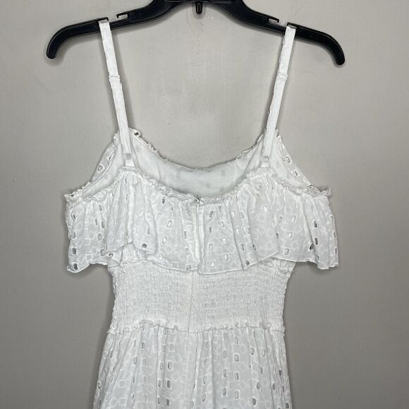 SLATE & WILLOW Ruffle Dress Women Large White Eyelet Midi Tiered 100% Cotton - Picture 9 of 15
